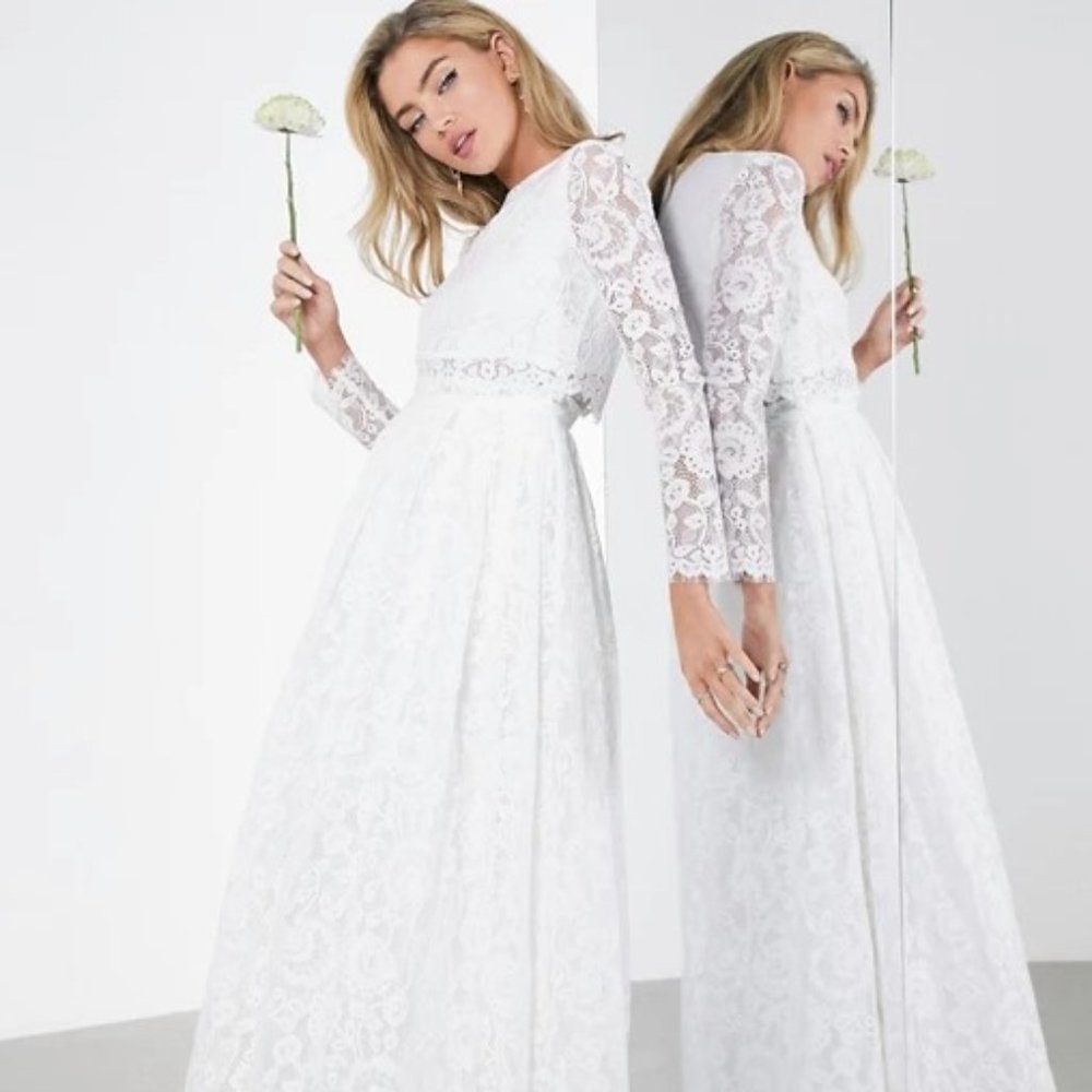 ASOS Grace Wedding Dress NWT lace long sleeve maxi